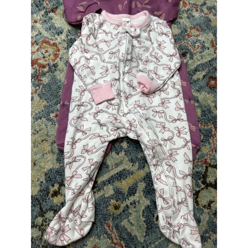 Girls 3-6M Pink Purple‎ Bundle HB Carter's Cat & Jack Bodysuits Sleeper GUC